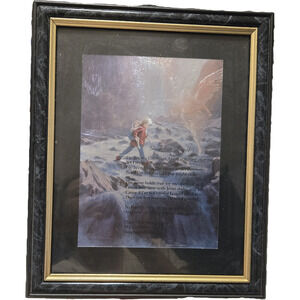 Guardian Angel Framed Prayer Art 10x12 Religious Shiny Nursery Decor Christian